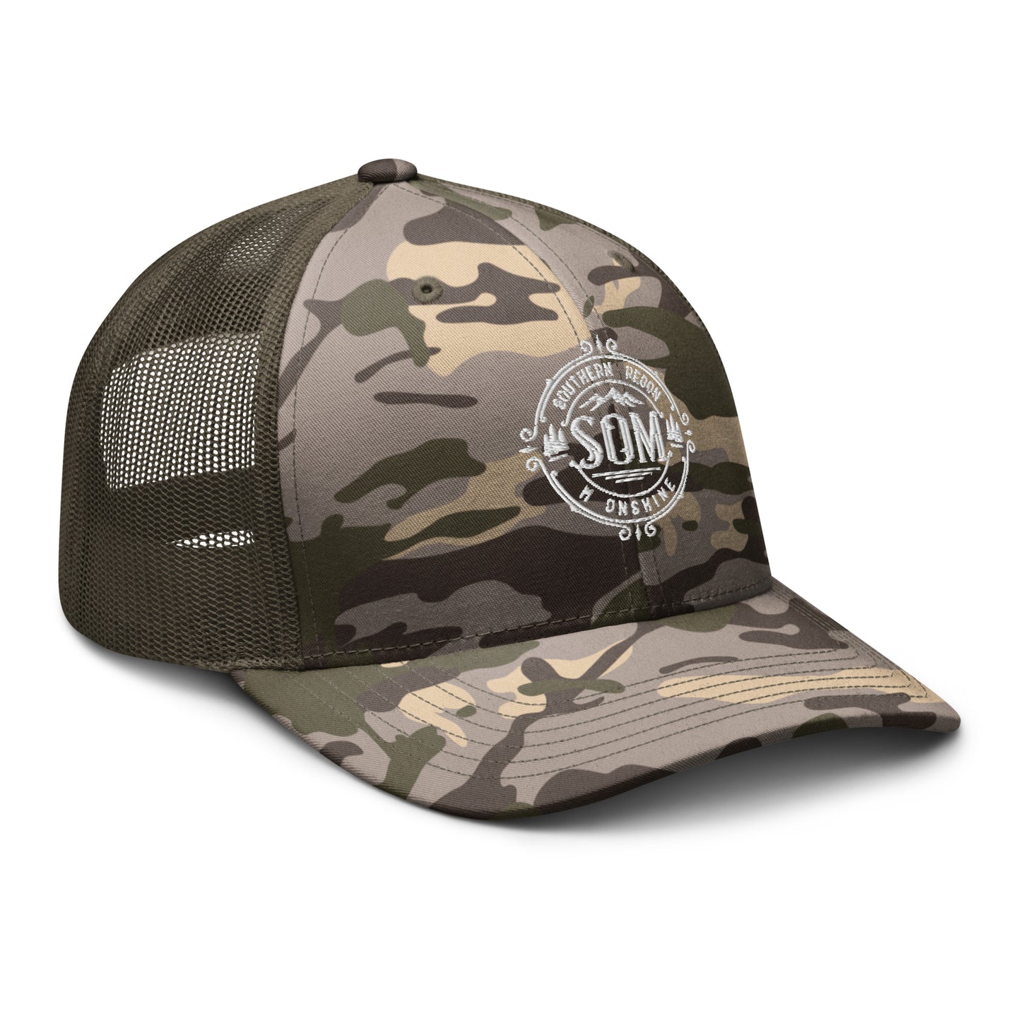 SOM_Camouflage trucker hat_Embroidered White Logo