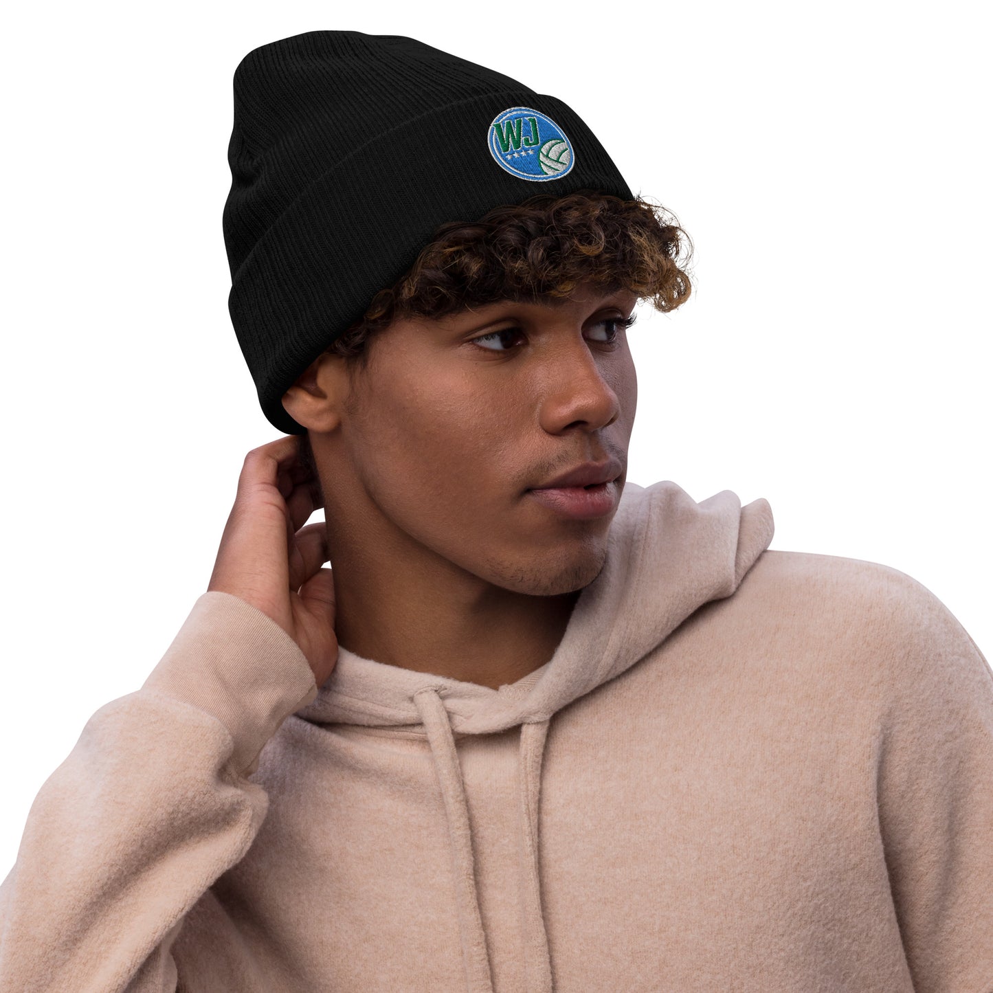 Ribbed Circle Logo Knit Beanie