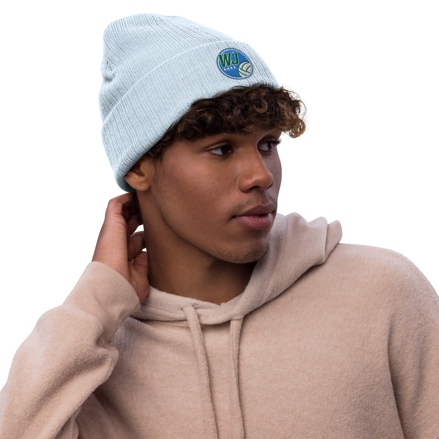 Ribbed Circle Logo Knit Beanie