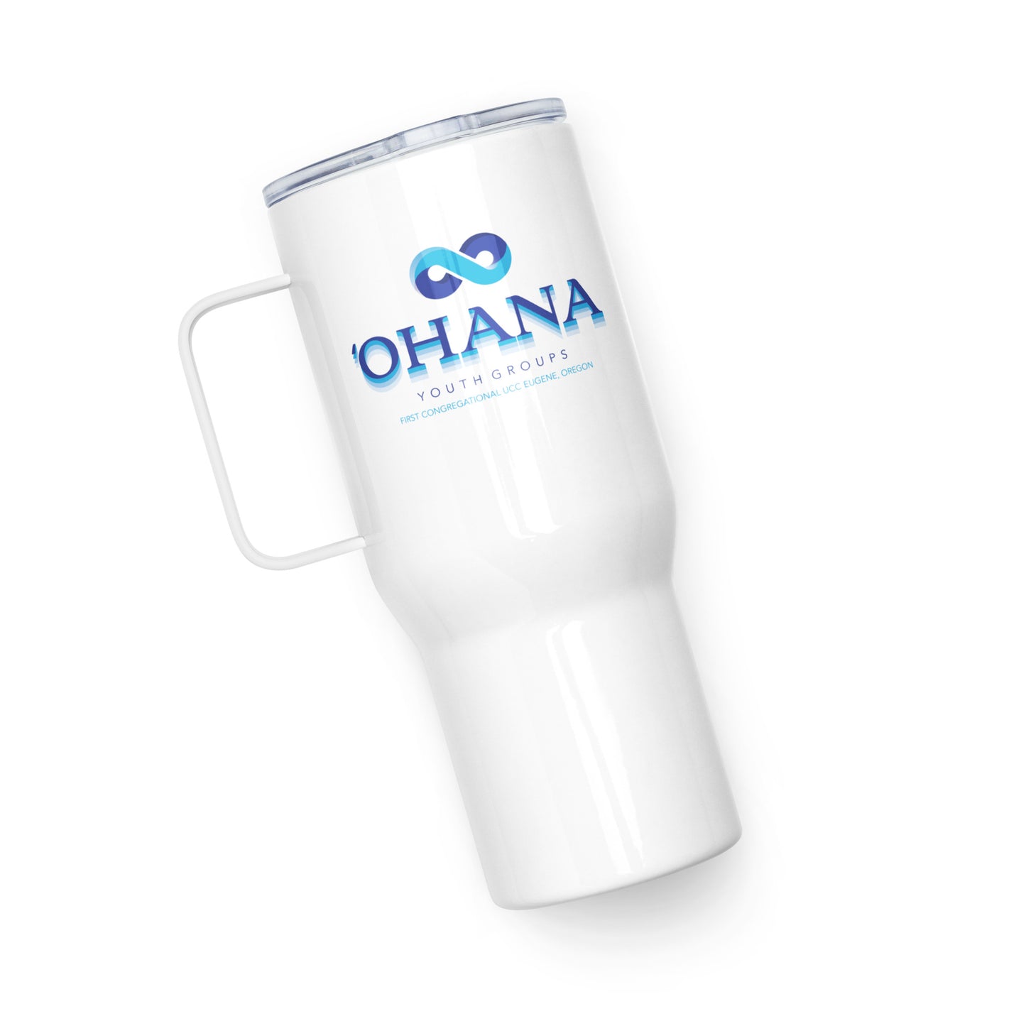 FCE_Ohana Stacked Travel mug with a handle