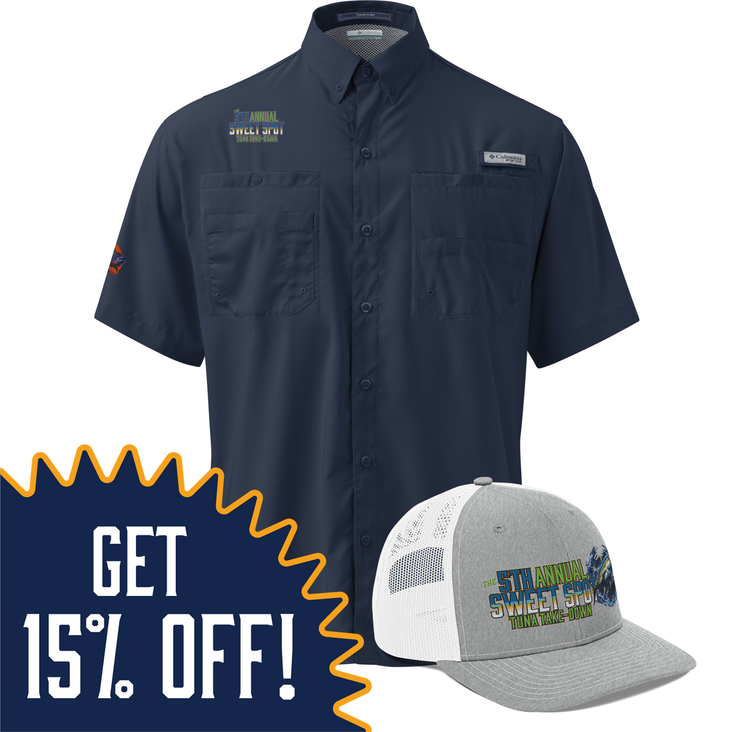 Tuna Take Down Platinum Hat  & Columbia SHrit Bundle