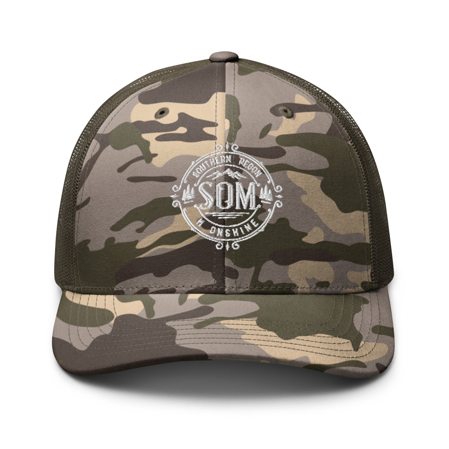 SOM_Camouflage trucker hat_Embroidered White Logo