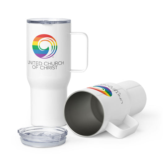 FCE_UCoC Pride Travel mug with a handle