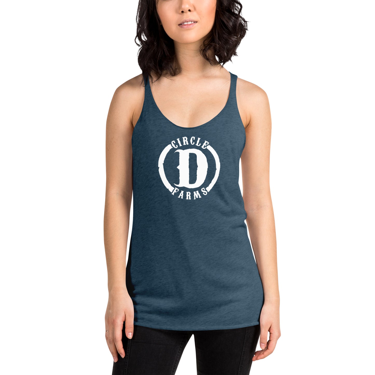 CD_Women's Racerback Tank_Printed White Logo