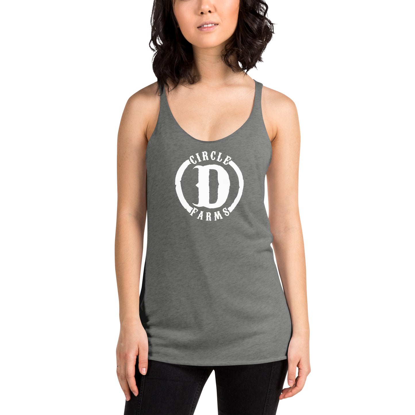 CD_Women's Racerback Tank_Printed White Logo