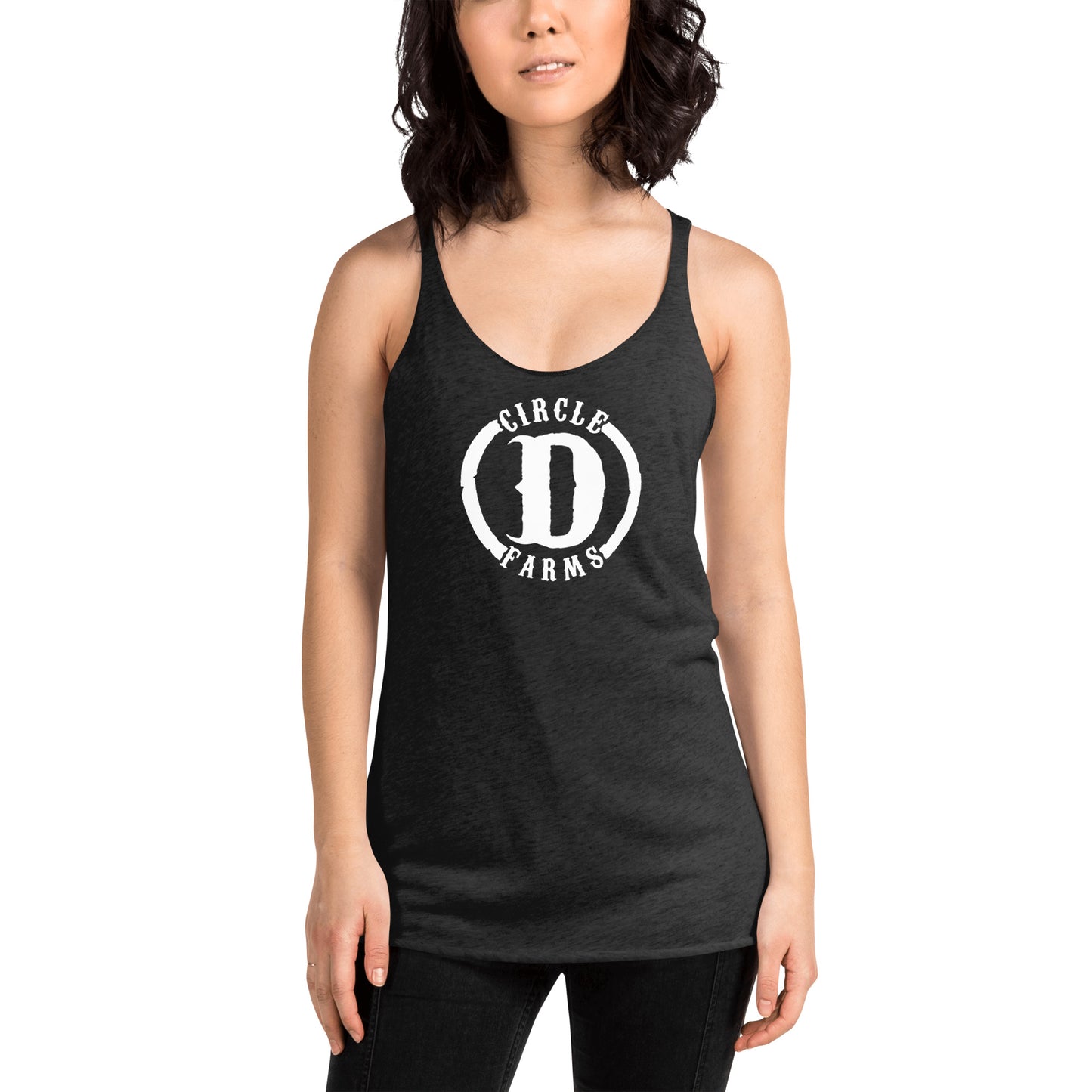 CD_Women's Racerback Tank_Printed White Logo