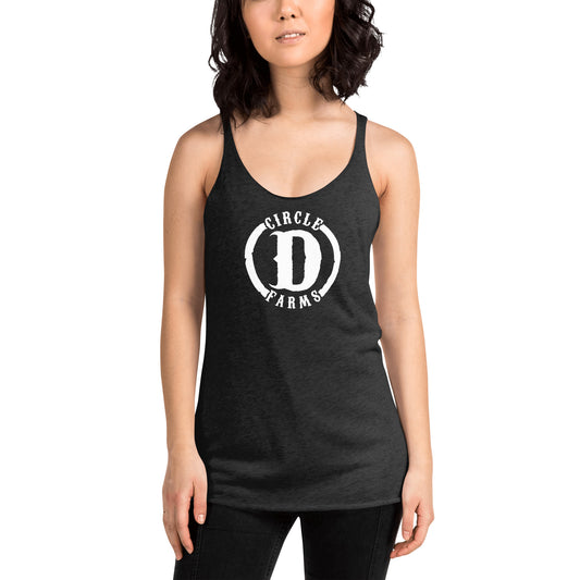 CD_Women's Racerback Tank_Printed White Logo